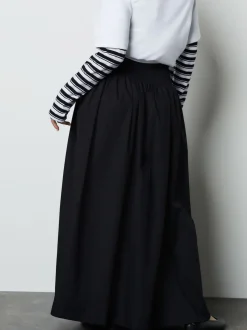 Noir - Jupe longue Maxi froncée