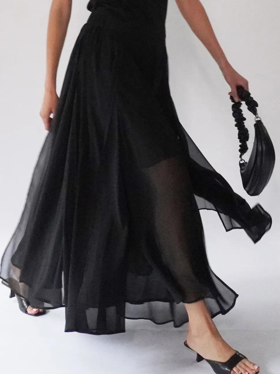 Noir - Jupe longue Olsen Religion Eligion transparente multicouche transparente