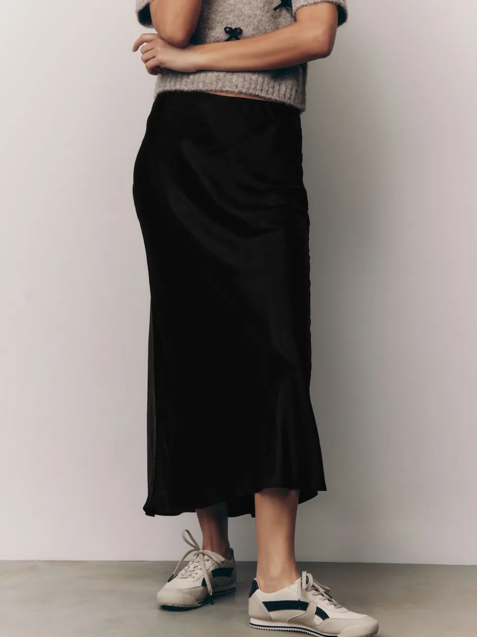 Noir - Jupe Midi Satin