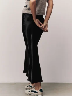 Noir - Jupe Midi Satin