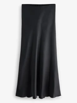 Noir - Jupe Midi Satin