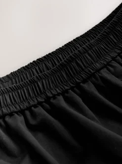 Noir - Jupe mi-longue en coton Blend à taille élastique