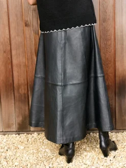 Noir - Jupe N. Premium en cuir véritable