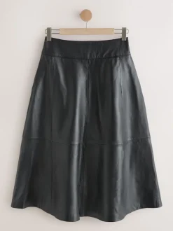 Noir - Jupe N. Premium en cuir véritable