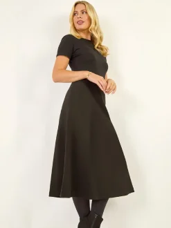 Noir - Jupe Roman Petite A-Line en daim
