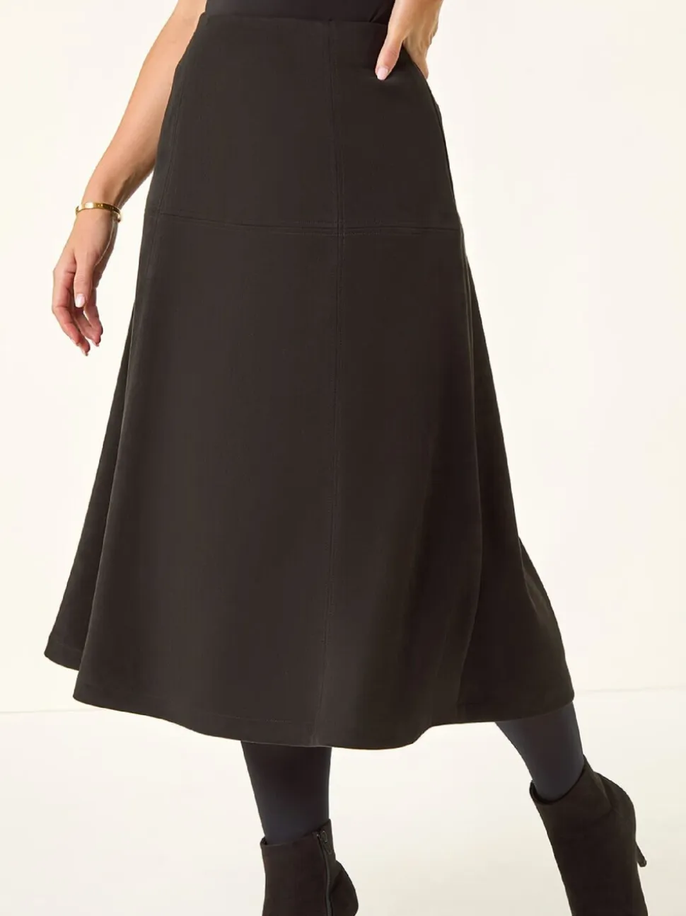 Noir - Jupe Roman Petite A-Line en daim