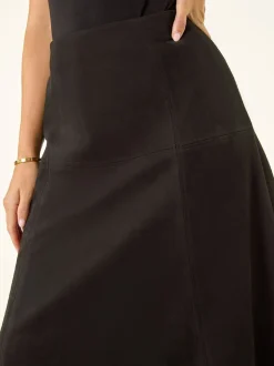 Noir - Jupe Roman Petite A-Line en daim