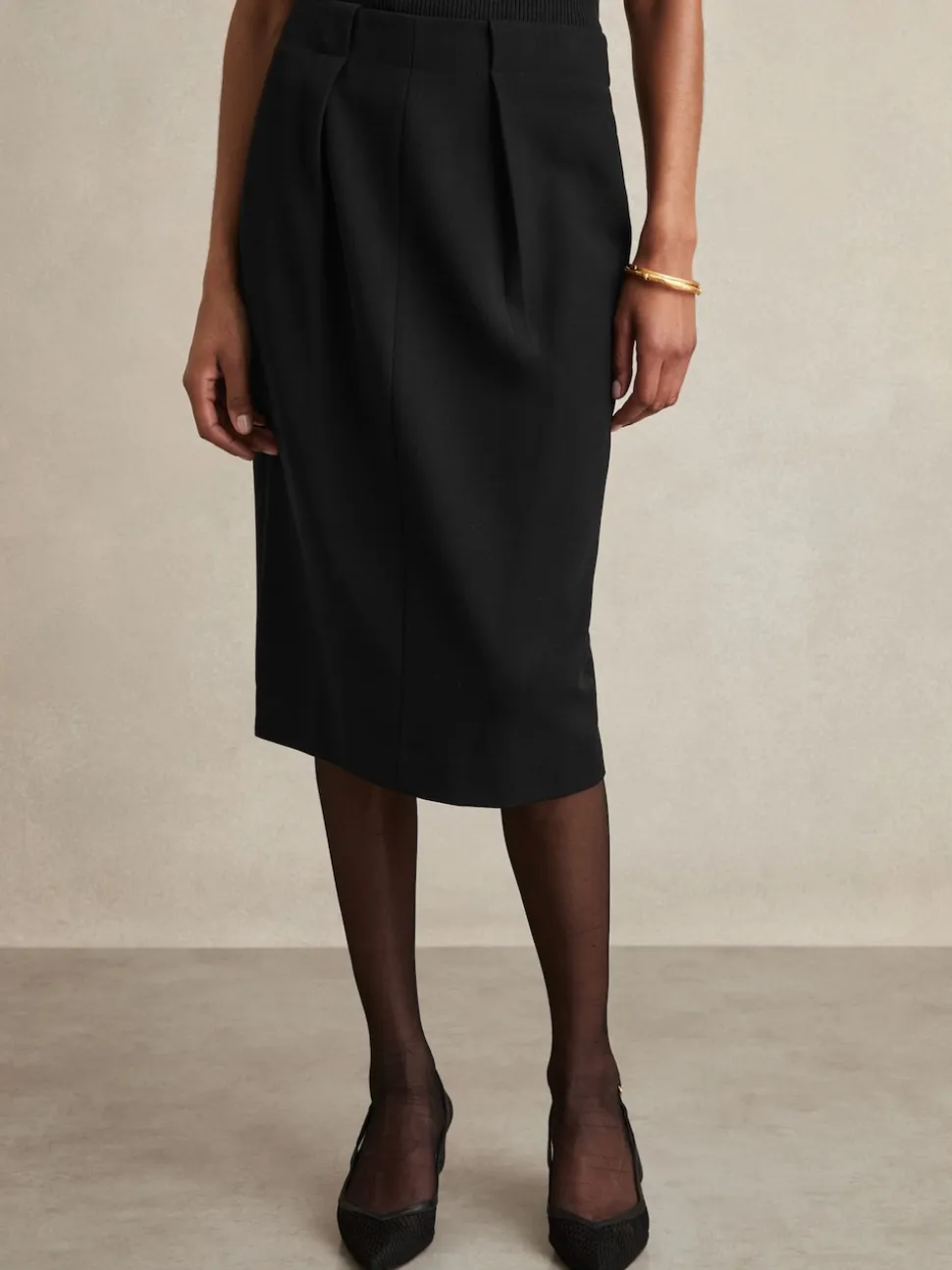 Noir - Jupes crayon Reiss Gabi en crêpe plissée