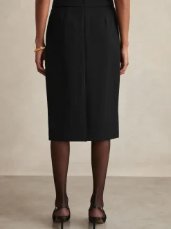Noir - Jupes crayon Reiss Gabi en crêpe plissée