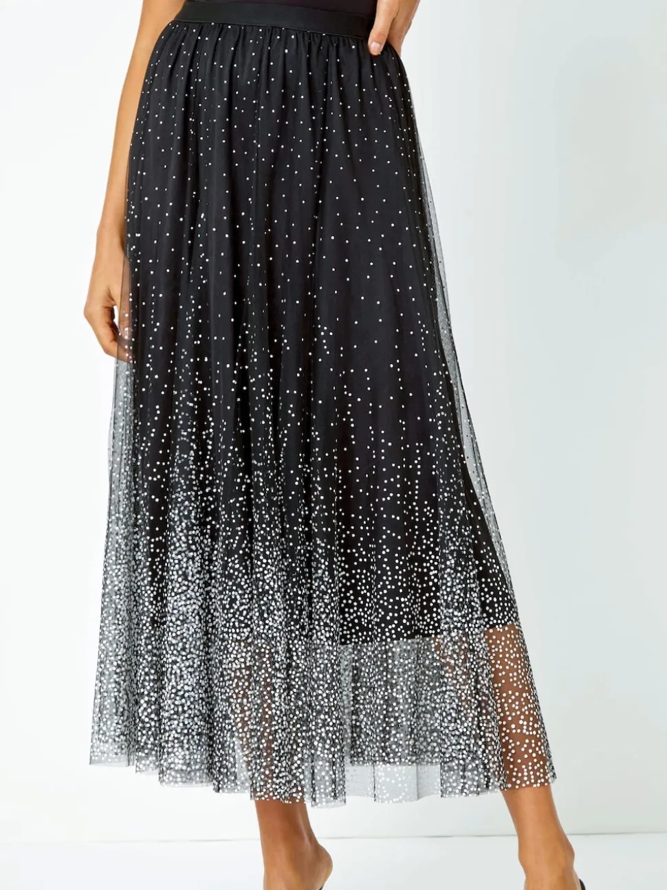 Noir - Jupes Roman en maille élastique à pois