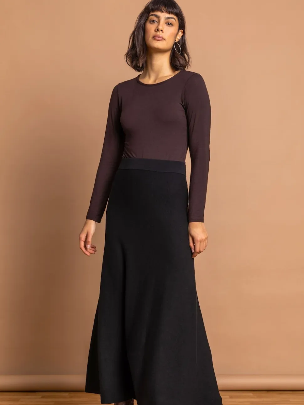 Noir - Jupes Roman en maille extensible mi-longues