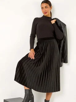 Noir - Jupes Roman Velvet plissées mi-longues