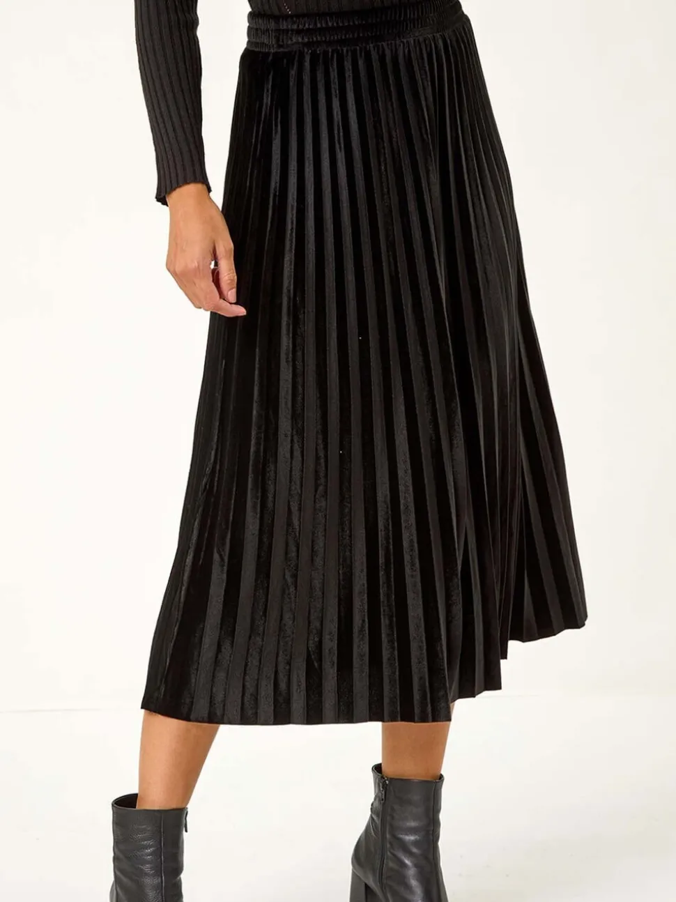 Noir - Jupes Roman Velvet plissées mi-longues