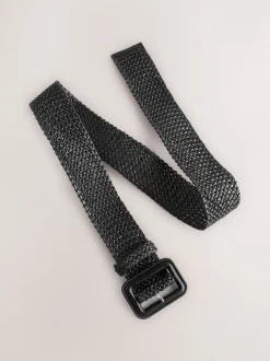 Noir - Large ceinture effet raphia