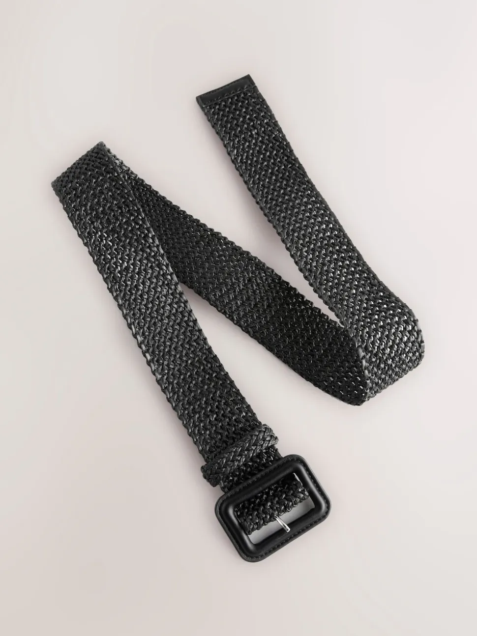 Noir - Large ceinture effet raphia