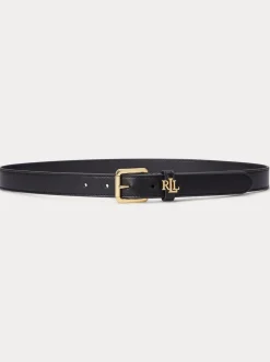 Noir - Lauren Ralph Lauren 2.5cm Ceinture réversible en cuir galet à logo
