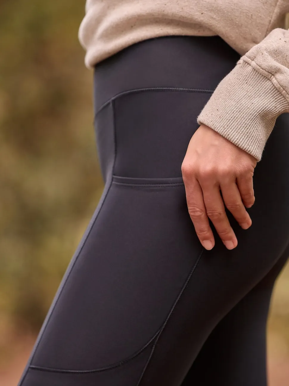 Noir - Legging d’extérieur doublé en polaire à poignée chaude
