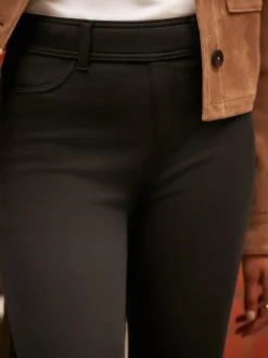 Noir - Legging en denim en jersey confortable à poignée chaude doublé en polaire