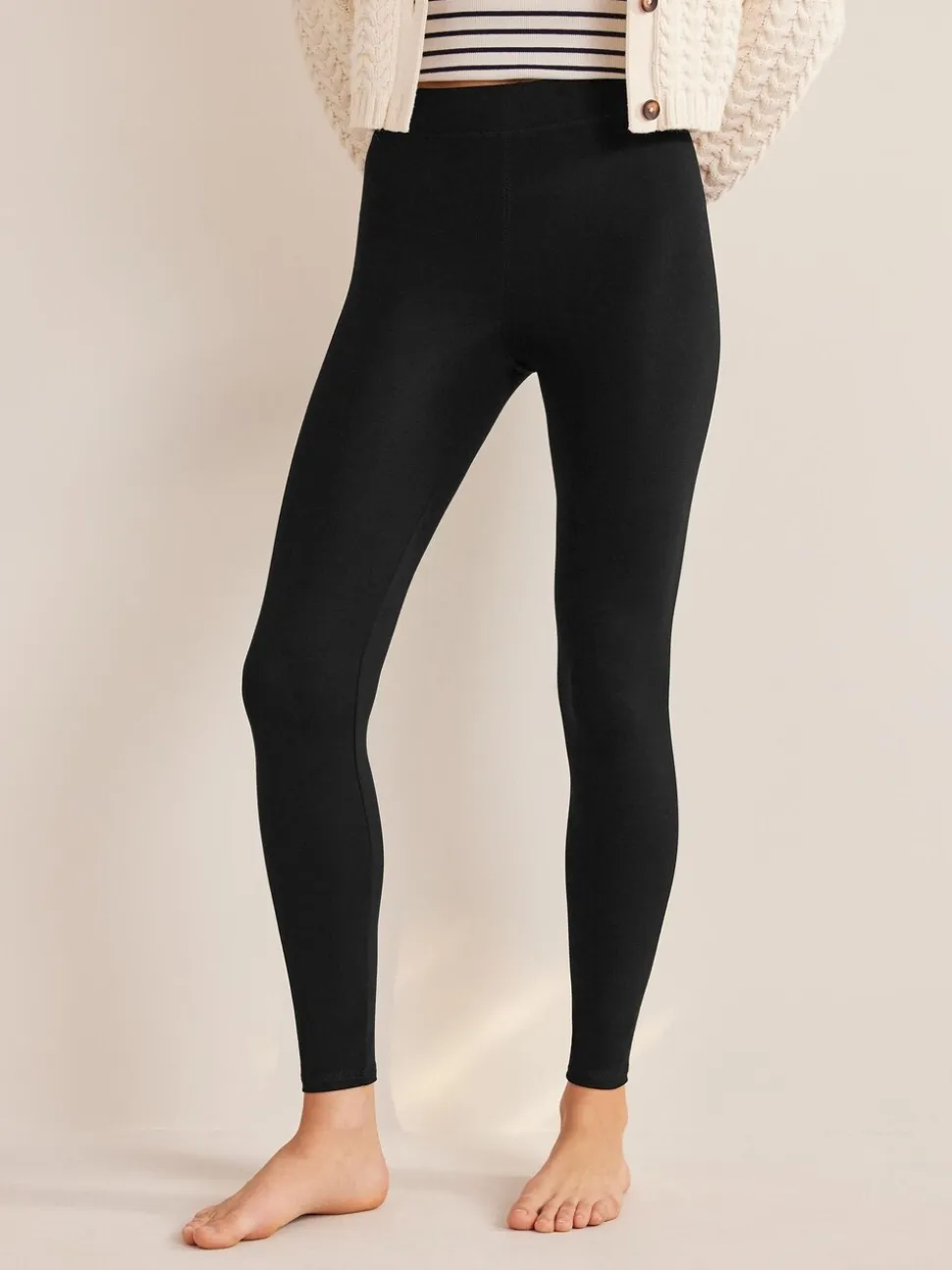 Noir - Leggings boden en jersey à taille haute