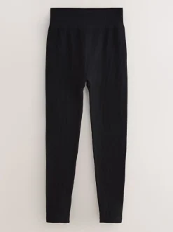Noir - Leggings côtelés brossés