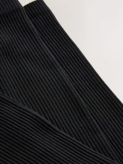 Noir - Leggings côtelés brossés
