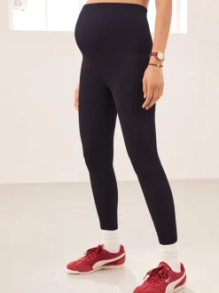 Noir - Leggings de maternité côtelés sans couture