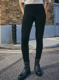 Noir - Leggings en velours côtelé