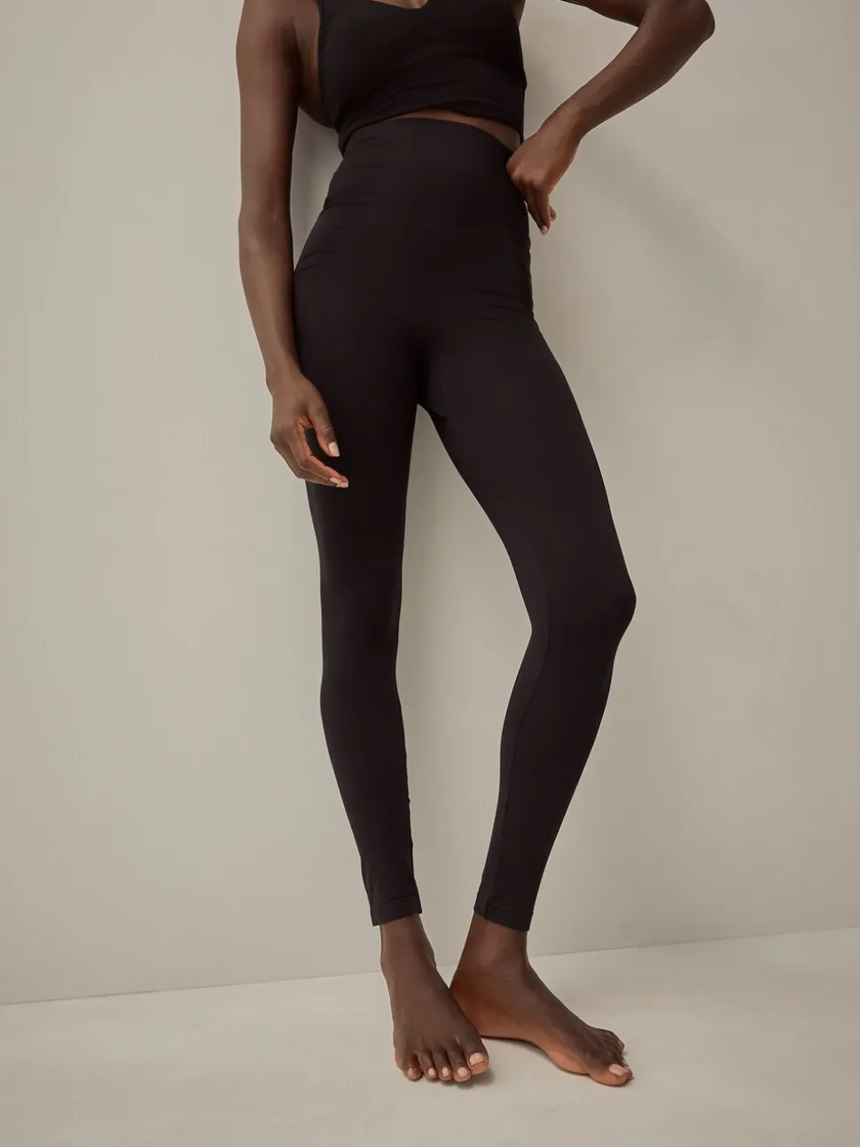 Noir - Leggings moulants sans couture avec contrôle de l'abdomen