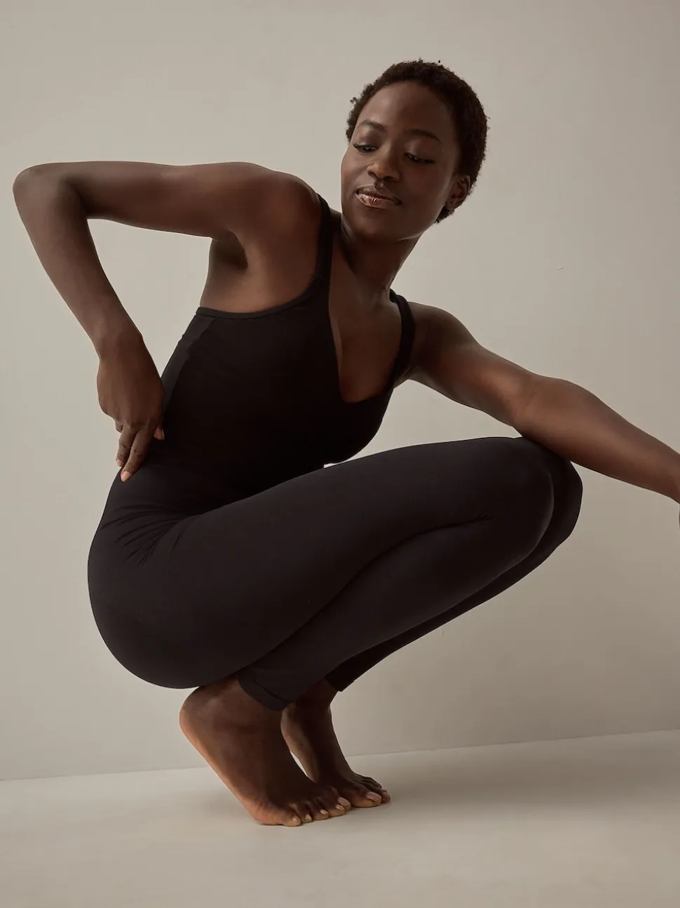Noir - Leggings moulants sans couture avec contrôle de l'abdomen
