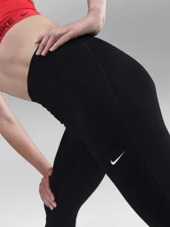 Noir - Leggings Nike One taille haute sans coutures sur le devant