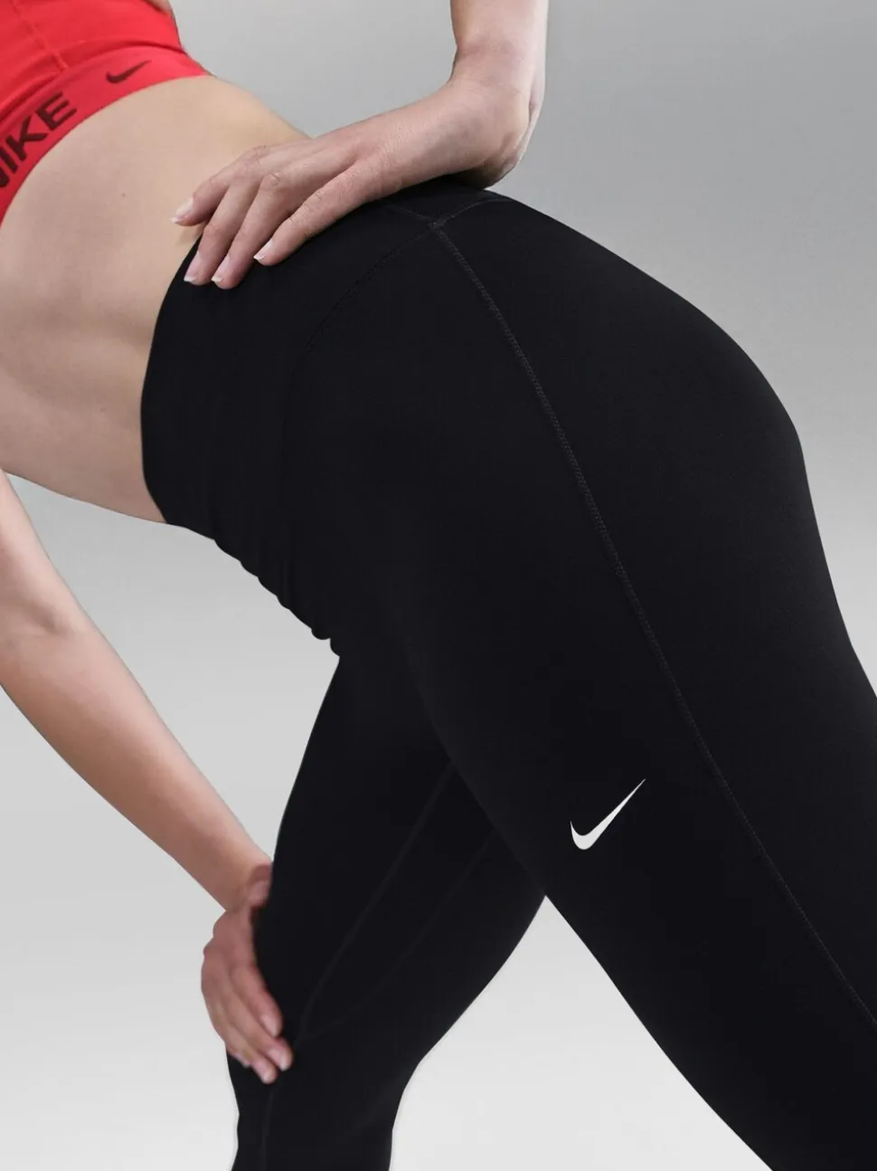 Noir - Leggings Nike One taille haute sans coutures sur le devant