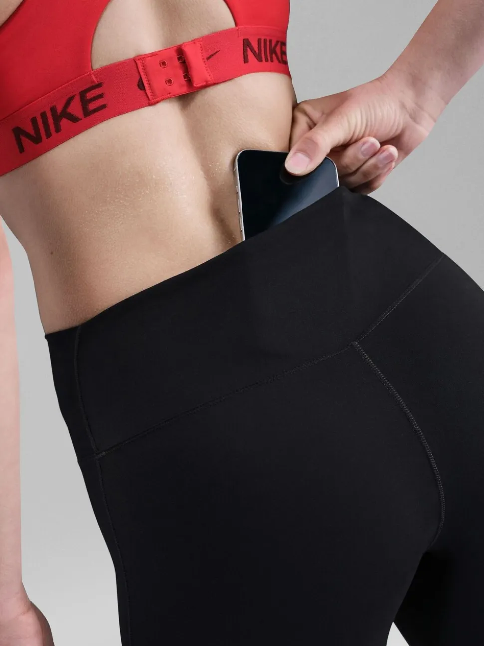 Noir - Leggings Nike One taille haute sans coutures sur le devant