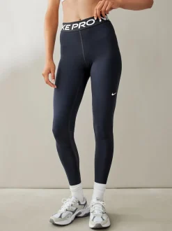 Noir - Leggings Nike Pro taille moyenne en maille à empiècements