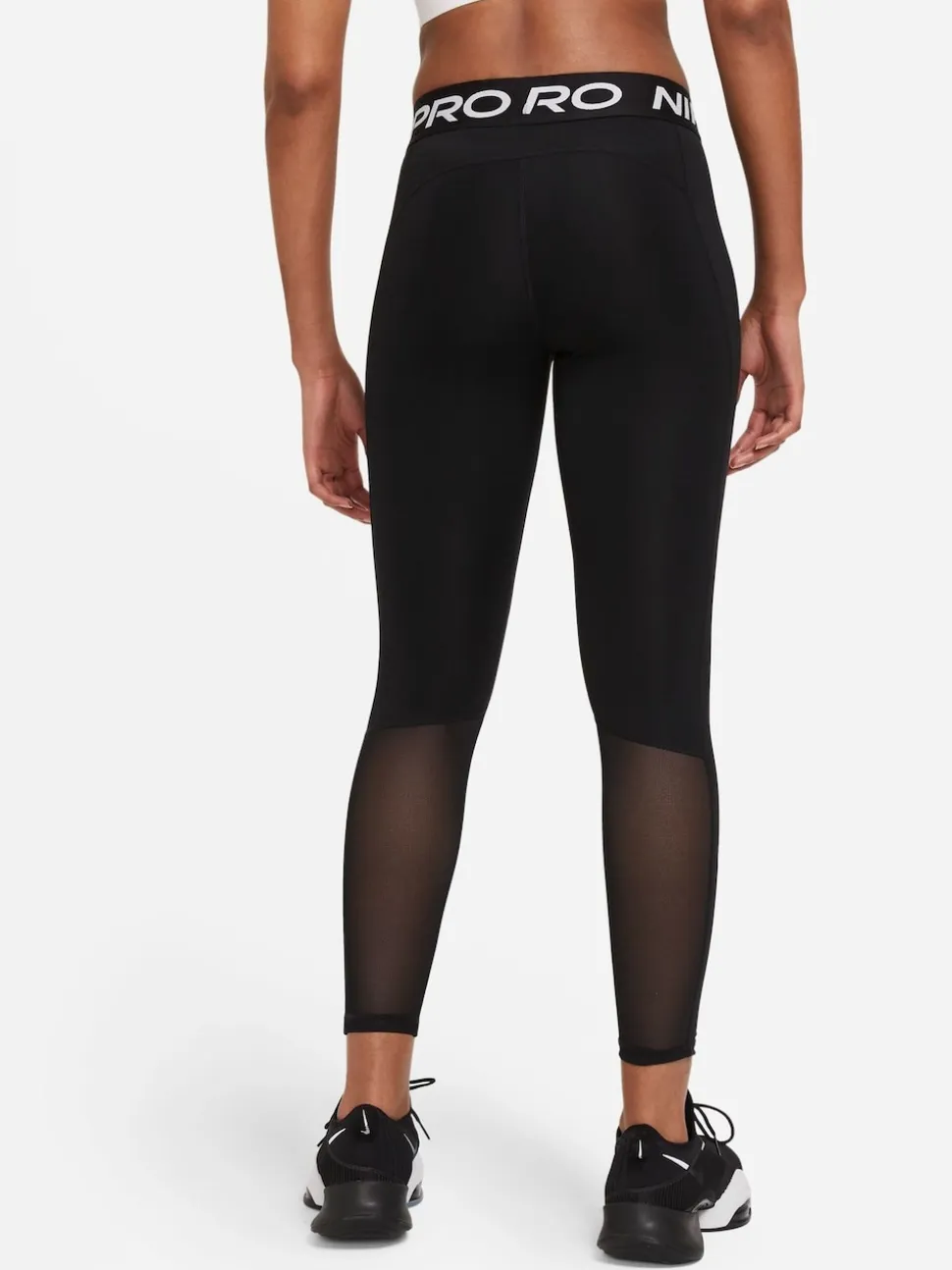 Noir - Leggings Nike Pro taille moyenne en maille à empiècements