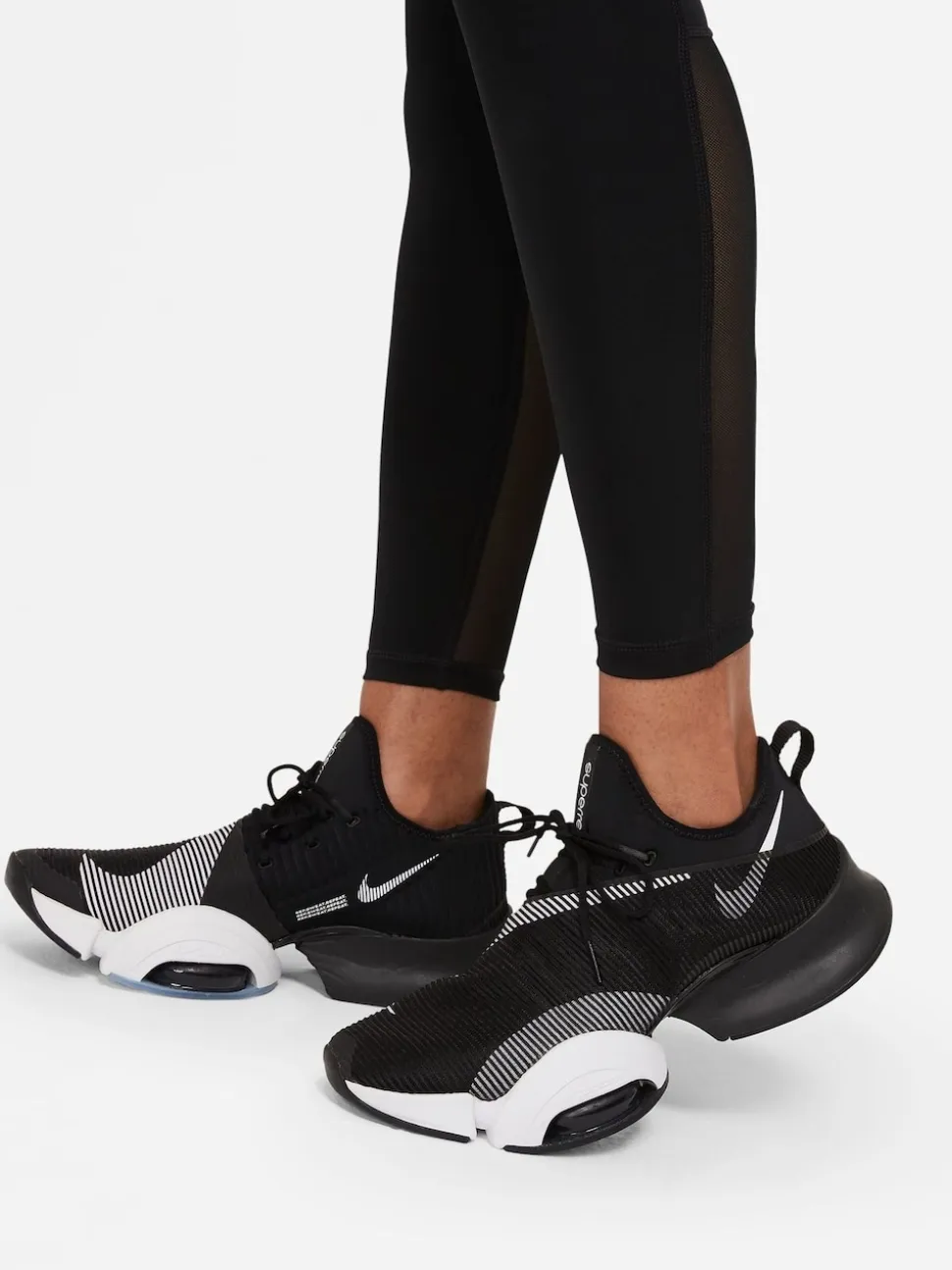 Noir - Leggings Nike Pro taille moyenne en maille à empiècements