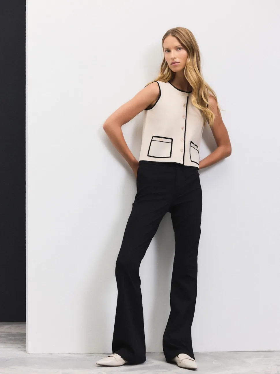 Noir - Leggings évasés en jersey de denim