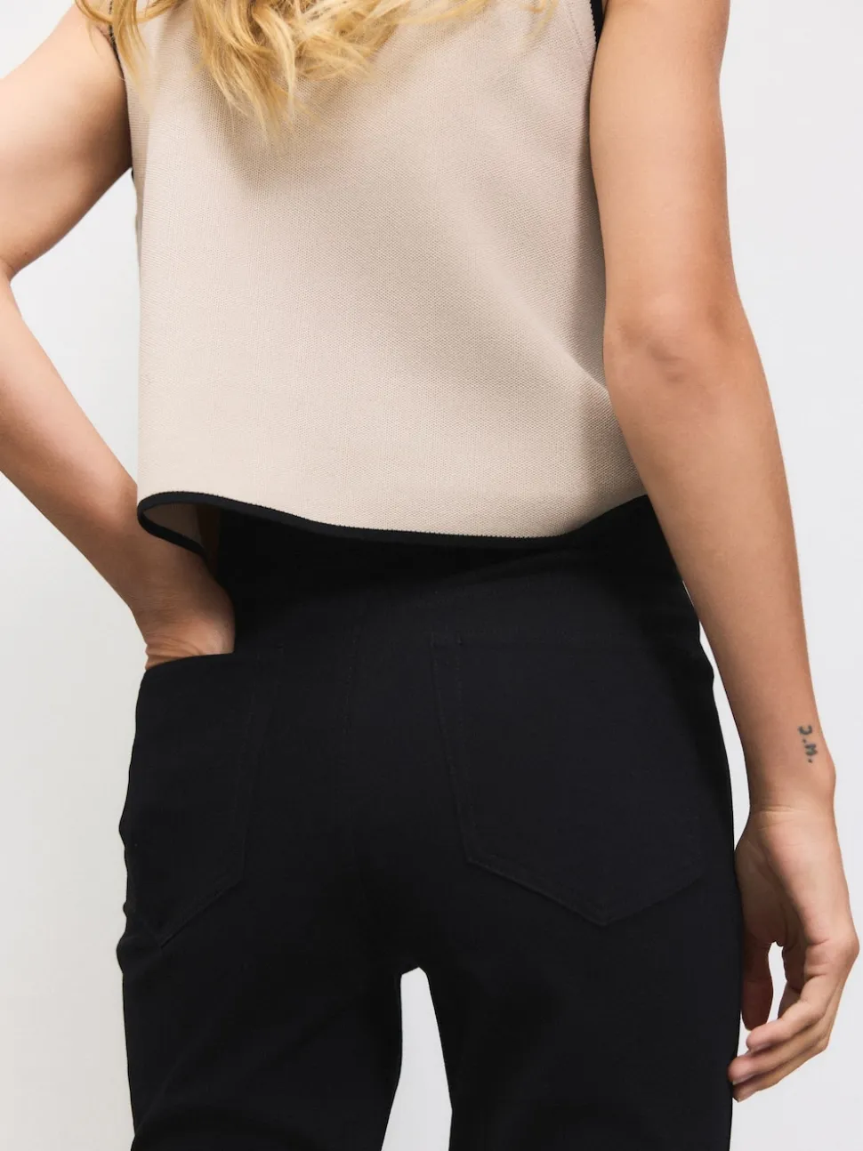 Noir - Leggings évasés en jersey de denim