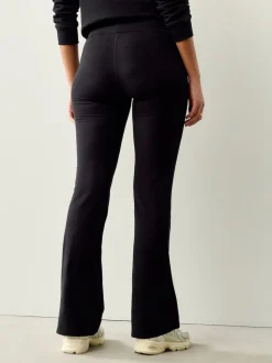 Noir - Leggings évasés froncés côtelés doux au toucher