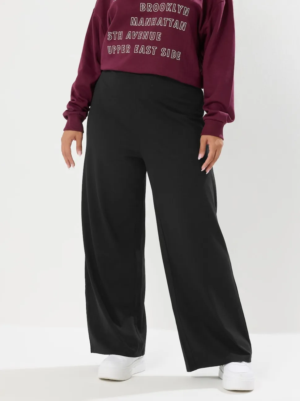 Noir - Leggings Yours Curve à jambes amples