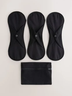 Noir - Liners de période d’écoulement léger Slips avec sac de lavage 3 Lot
