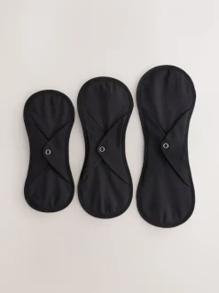 Noir - Liners de période d’écoulement léger Slips avec sac de lavage 3 Lot