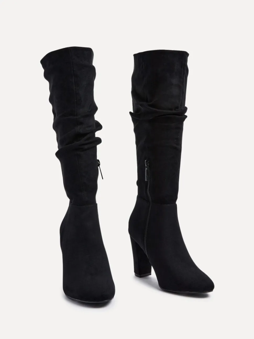 Noir - Linzi Aura - Bottes à talons hauts froncés et à talons hauts