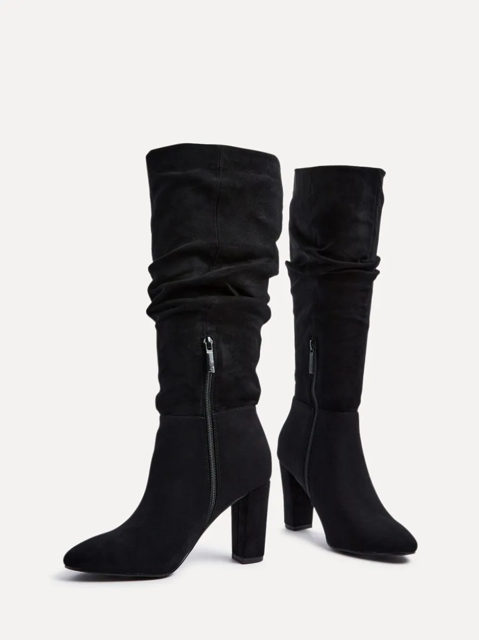 Noir - Linzi Aura - Bottes à talons hauts froncés et à talons hauts