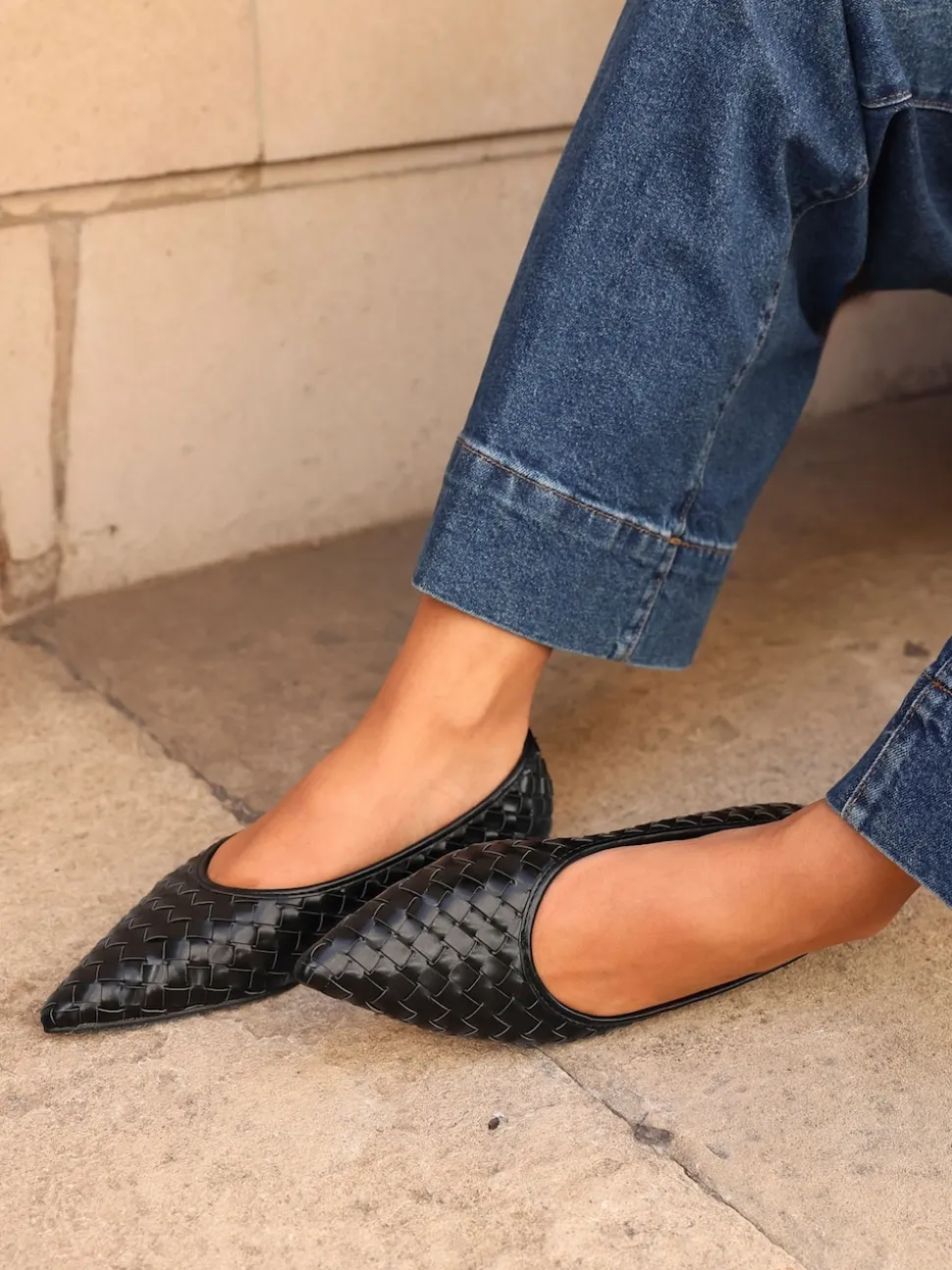 Noir - Linzi Ballerines tissées Talina à bout pointu