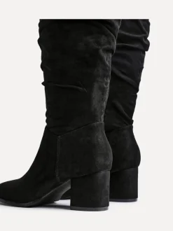 Noir - Linzi Bottes au genou en faux daim à bout carré et talon carré