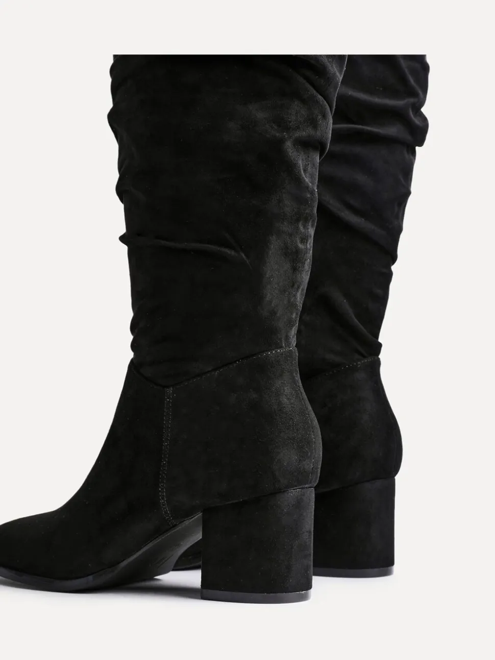Noir - Linzi Bottes au genou en faux daim à bout carré et talon carré