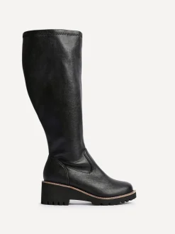 Noir - Linzi Bottes compensées hautes extensibles