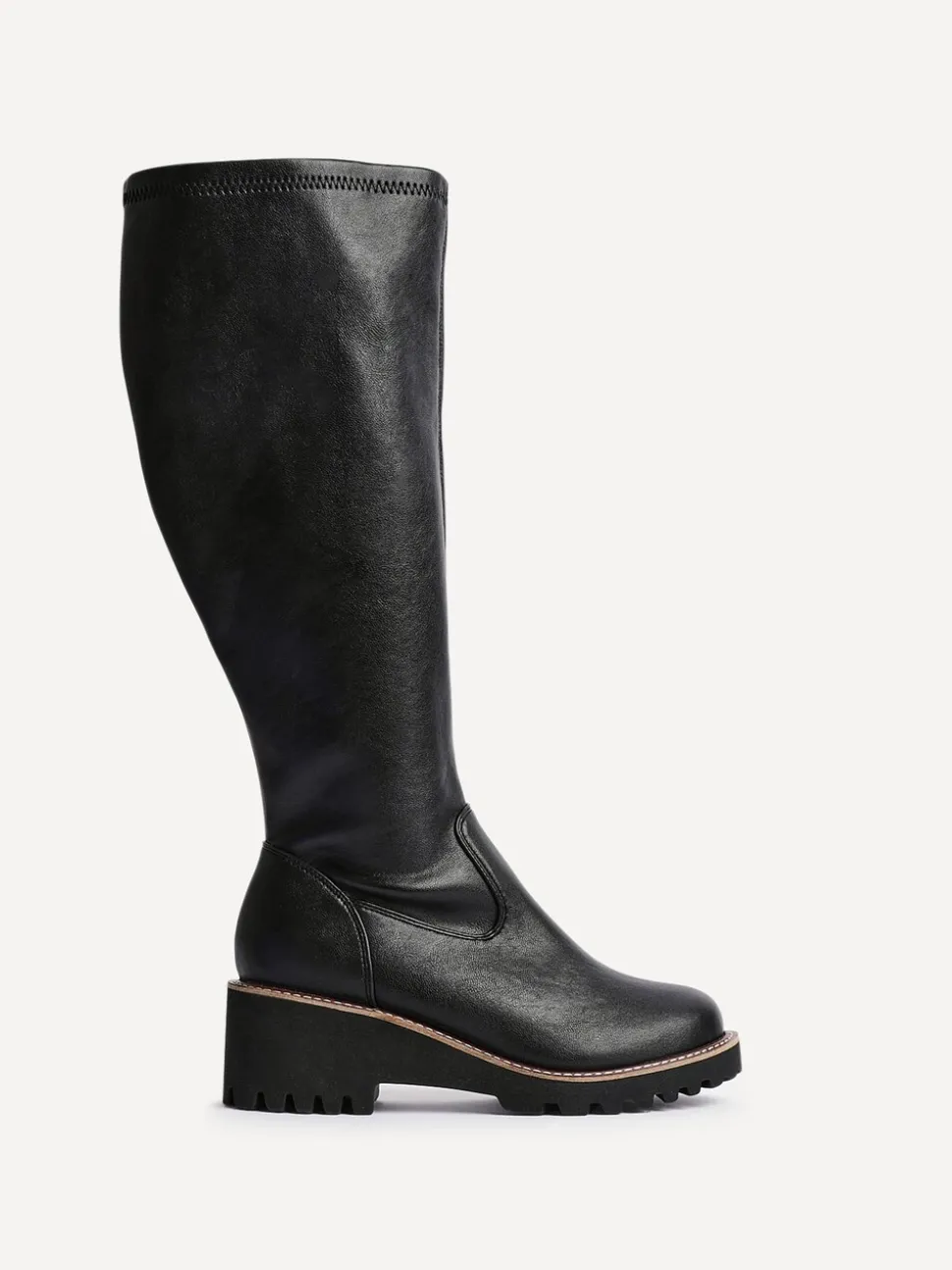 Noir - Linzi Bottes compensées hautes extensibles
