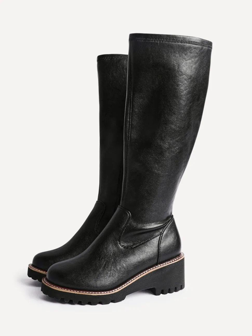 Noir - Linzi Bottes compensées hautes extensibles