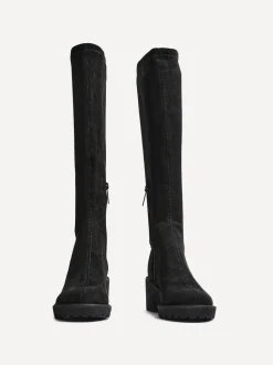 Noir - Linzi Bottes hautes Kortina marron en daim avec talon compensé